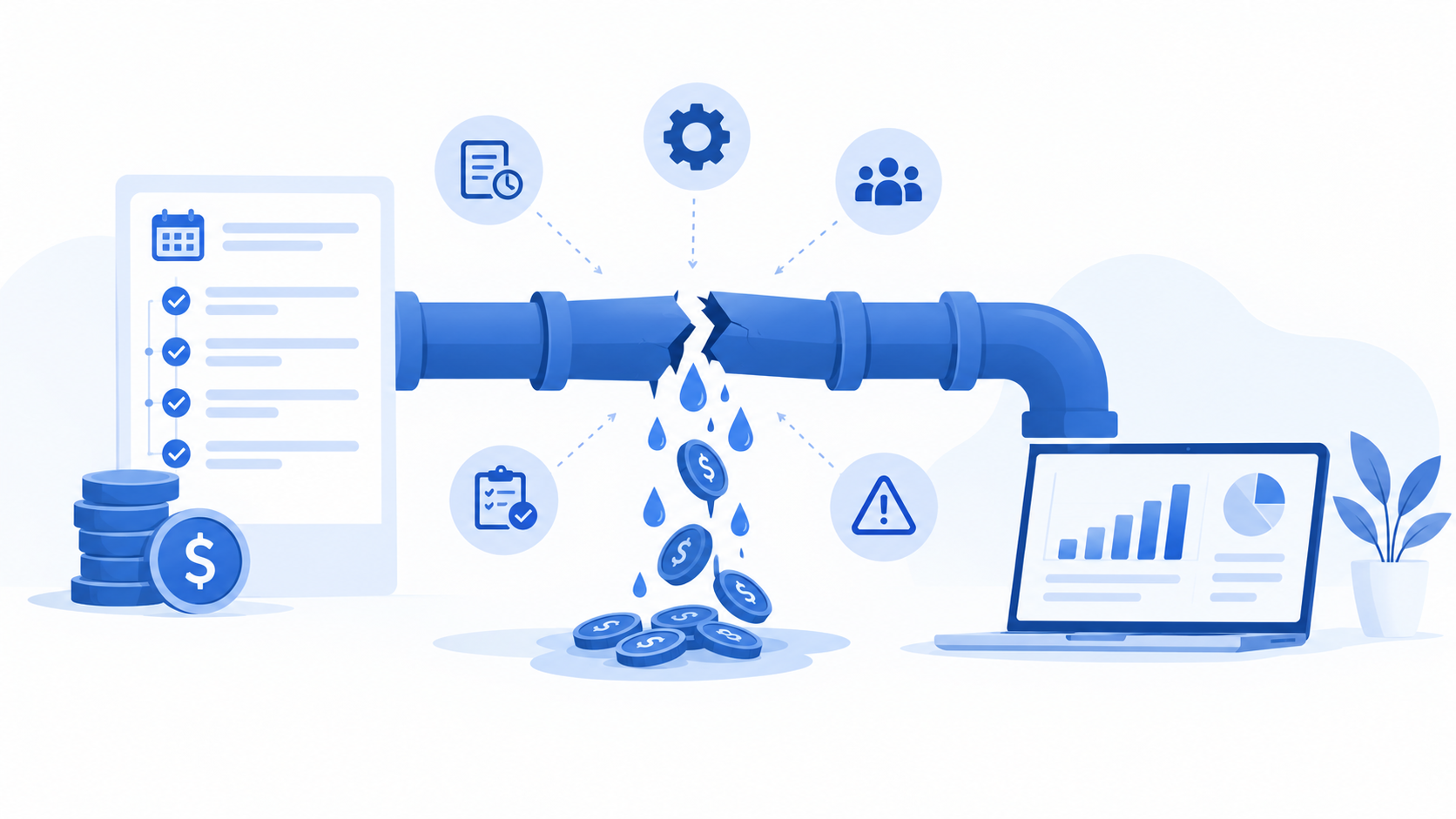 Illustration for the article “Common Billing Leakages in Project-Based Businesses”